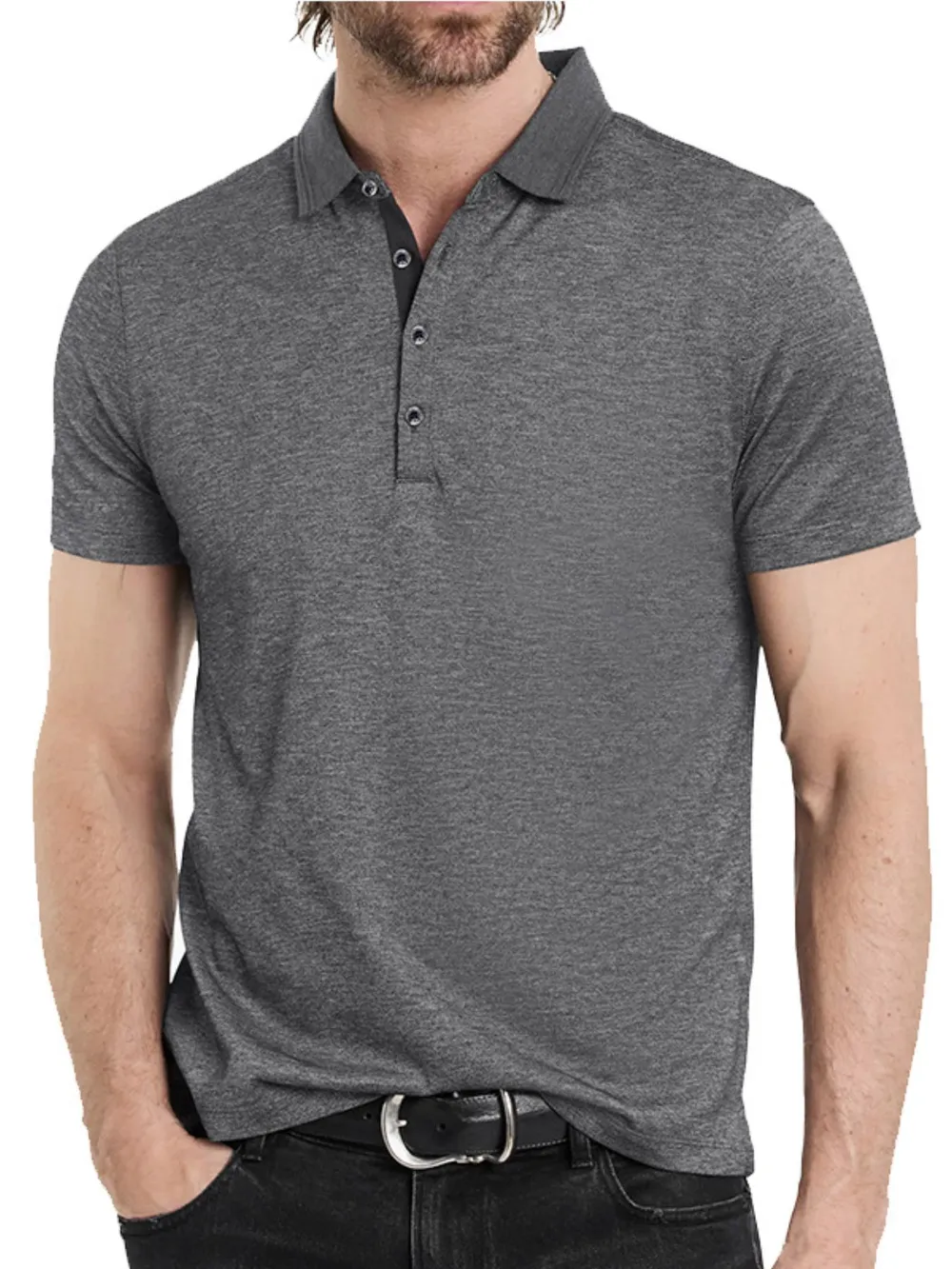 Men's Classic Heathered Short Sleeve Polo Shirt, image 5