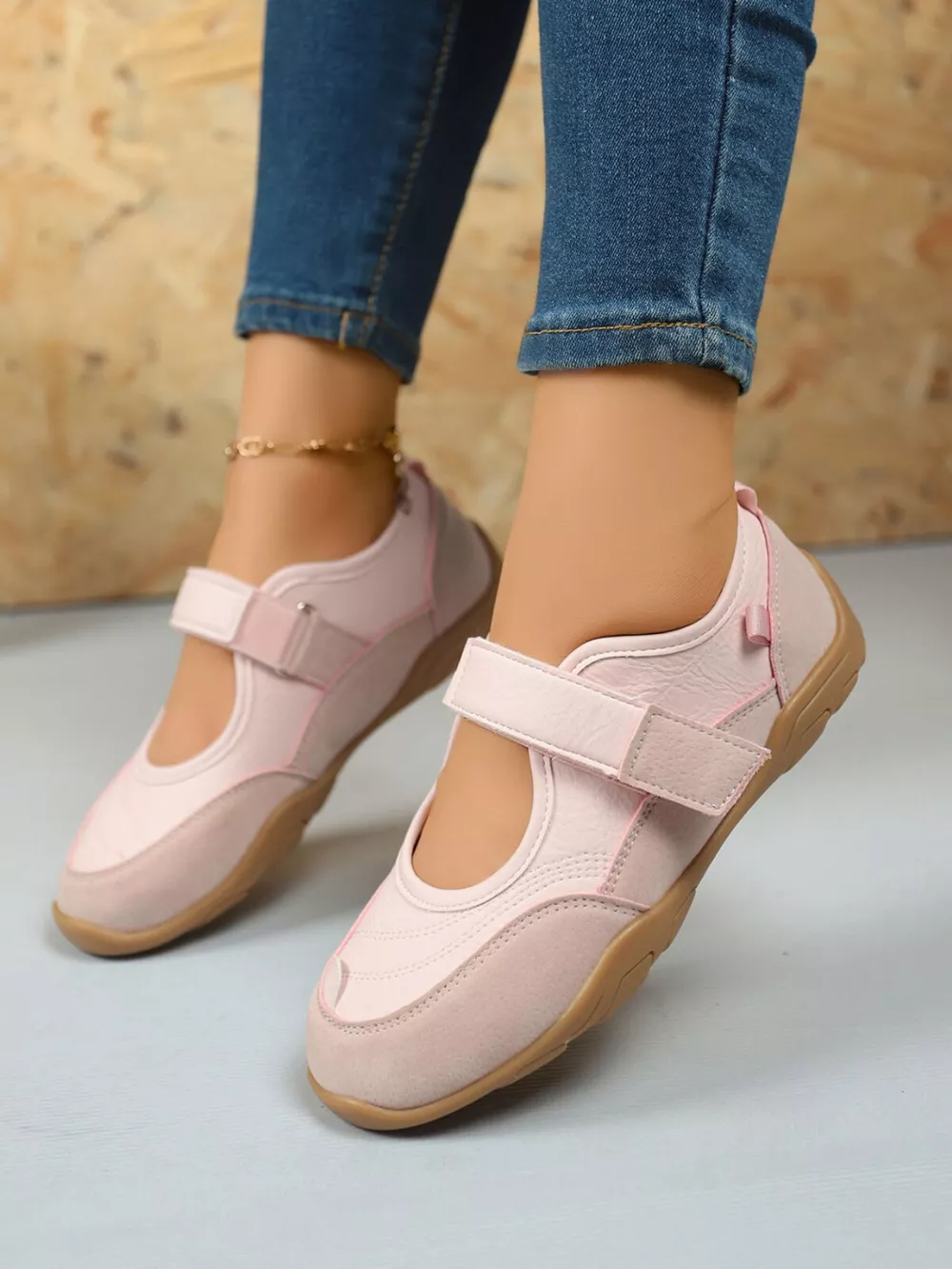 Round Toe Flats Velcro Strap Loafers, image 2