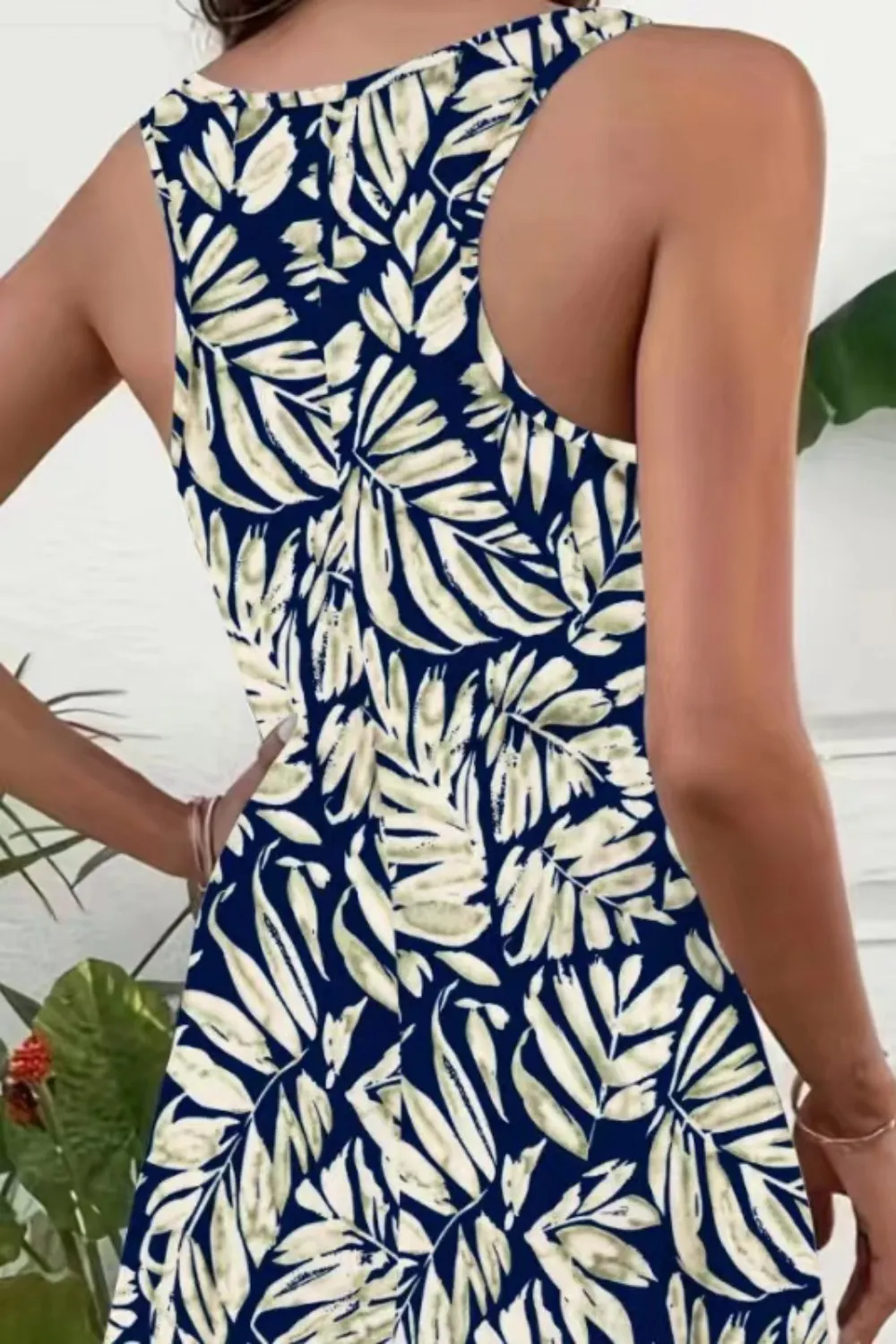 Printed Scoop Neck Wide Strap Mini Dress, image 14