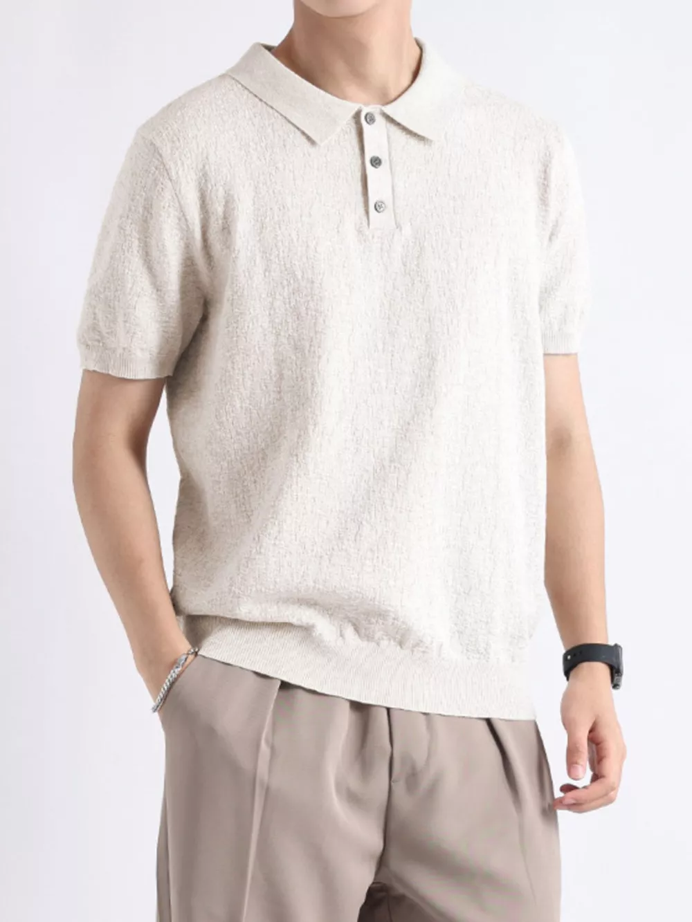 Men's Plus Size Button Detail Short Sleeve Polo