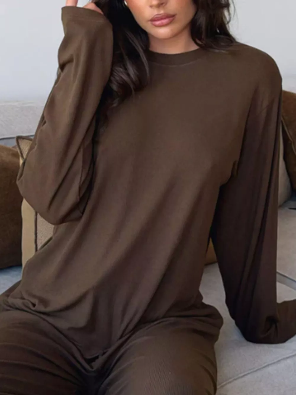 Relaxed Fit Long Sleeve Top and Pants Set, image 21