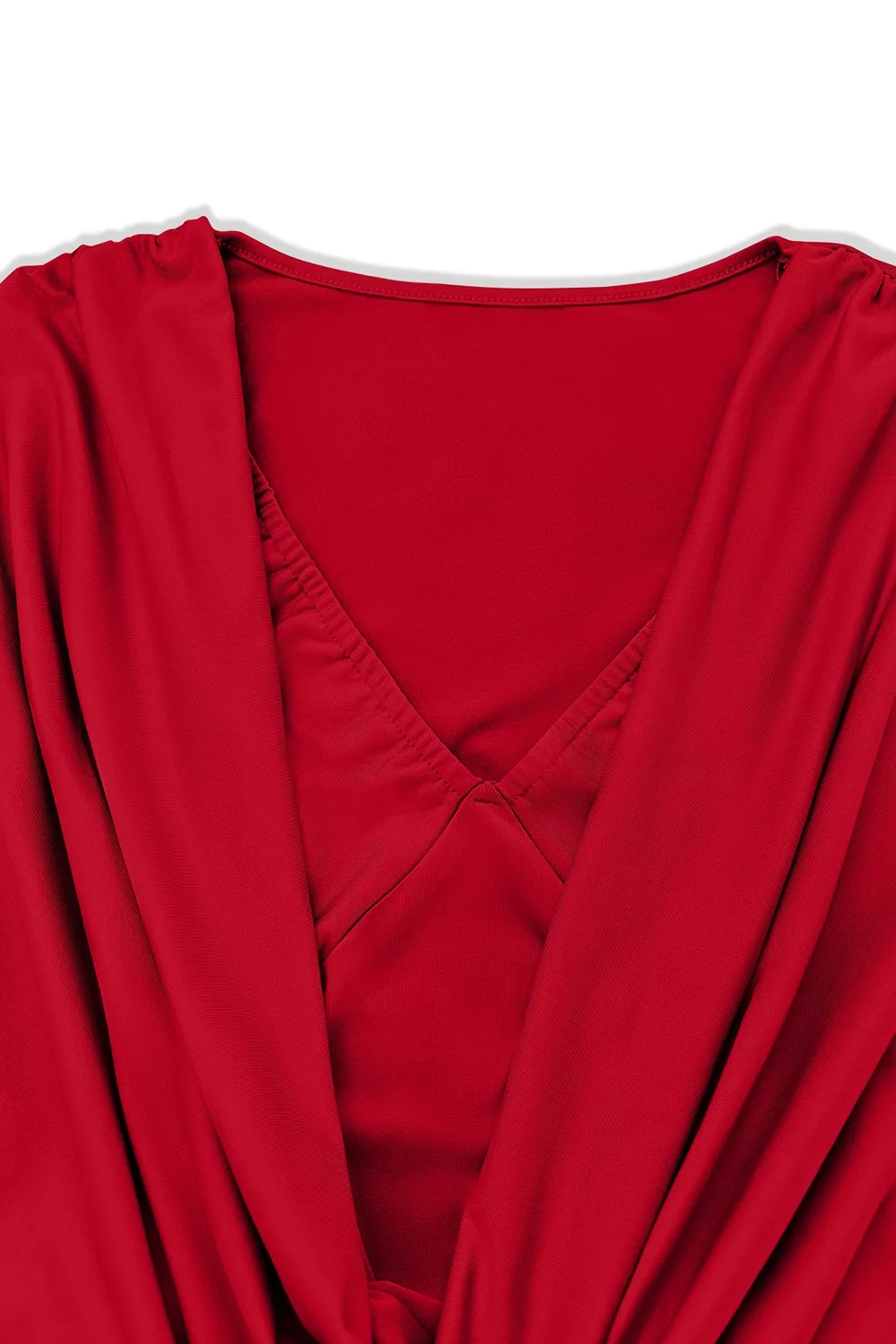 Ruched Cowl Neck Long Sleeve Mini Dress, image 15