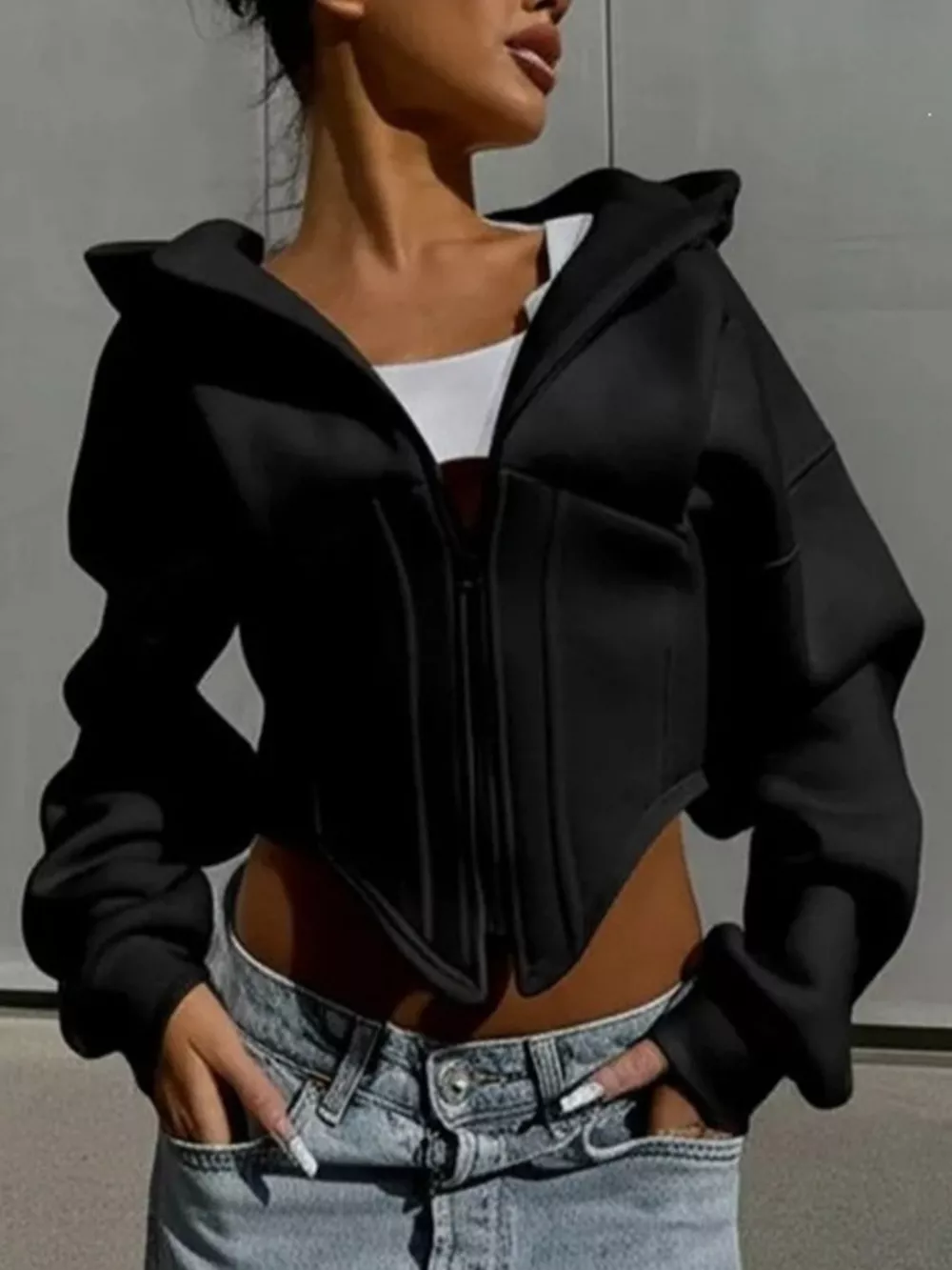 Zip-Up Cropped Hoodie, image 7