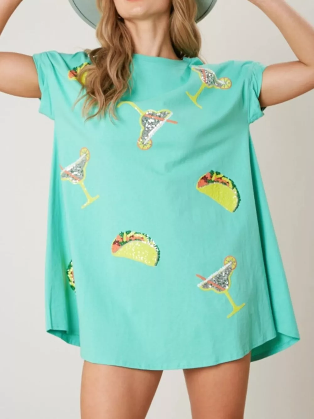Sequin Short Sleeve Summer Tee Dress, image 13