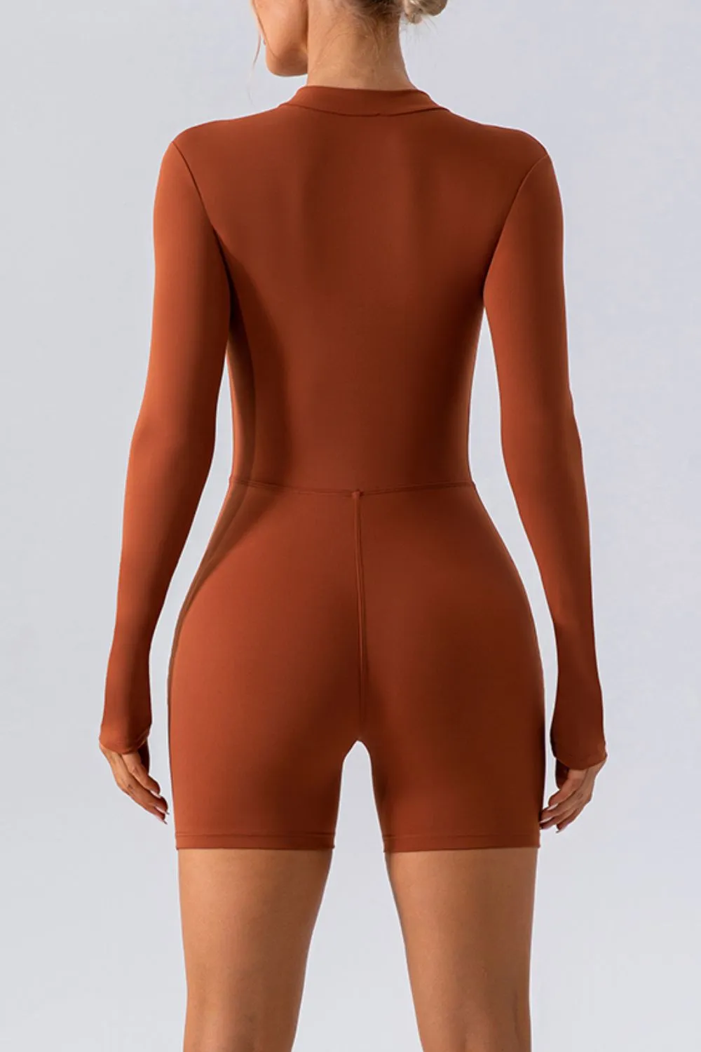 Half Zip Long Sleeve Active Romper, image 3
