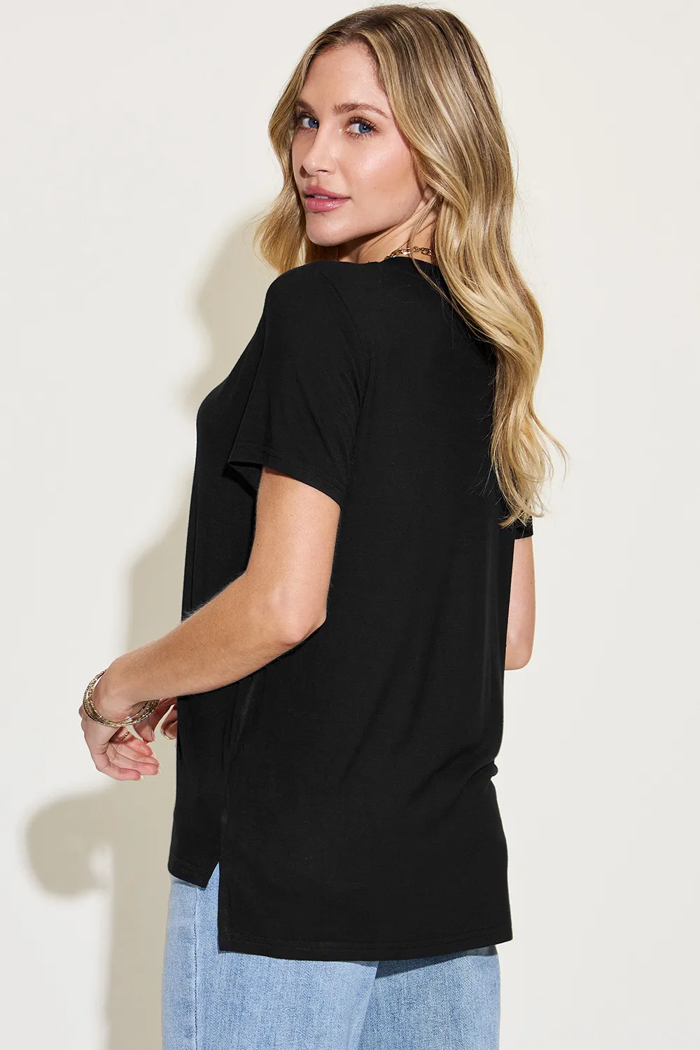 Full Size V-Neck High-Low T-Shirt, image 22