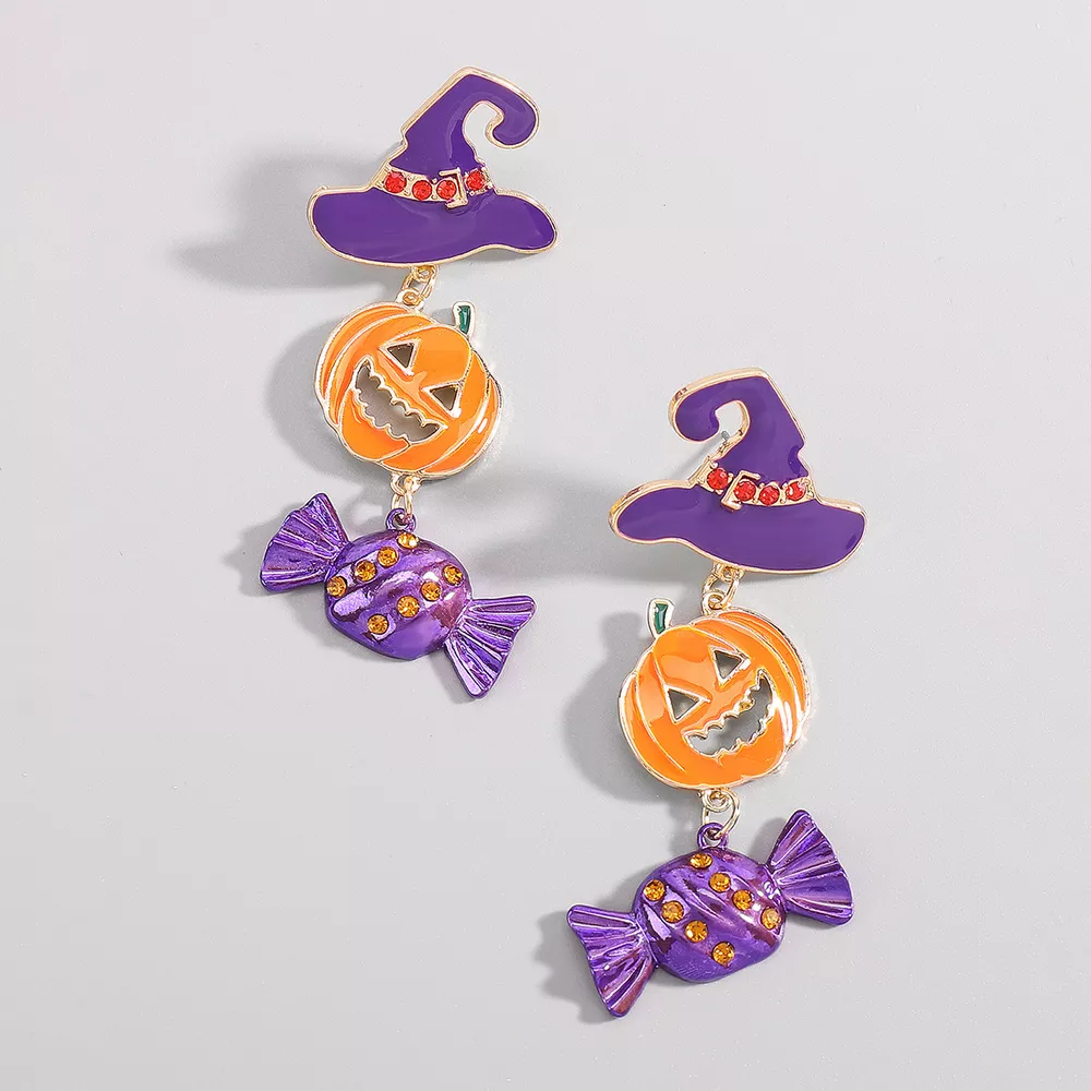 Halloween 18K Gold-Plated Alloy Pumpkin Earrings, image 4