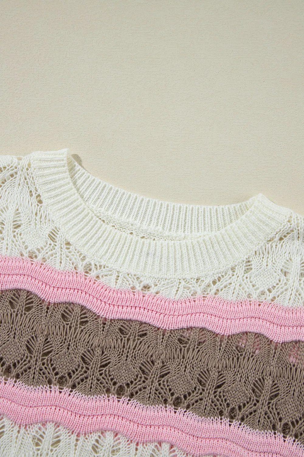 Color Block Openwork Half Sleeve Sweater, image 10