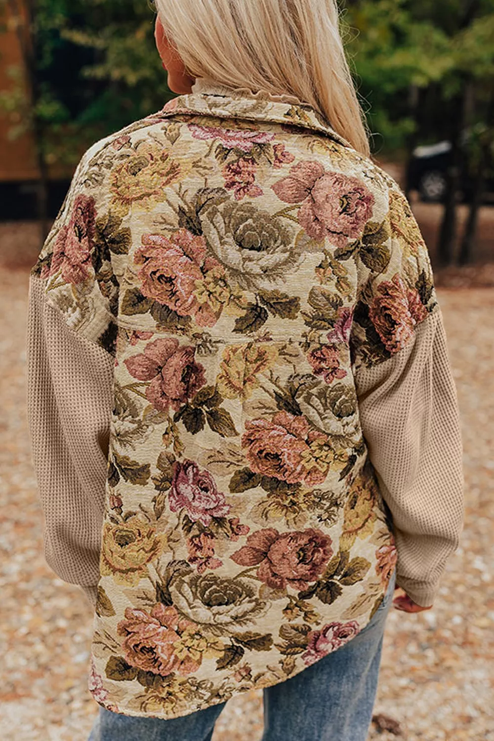 Floral Button Up Long Sleeve Shacket, image 3