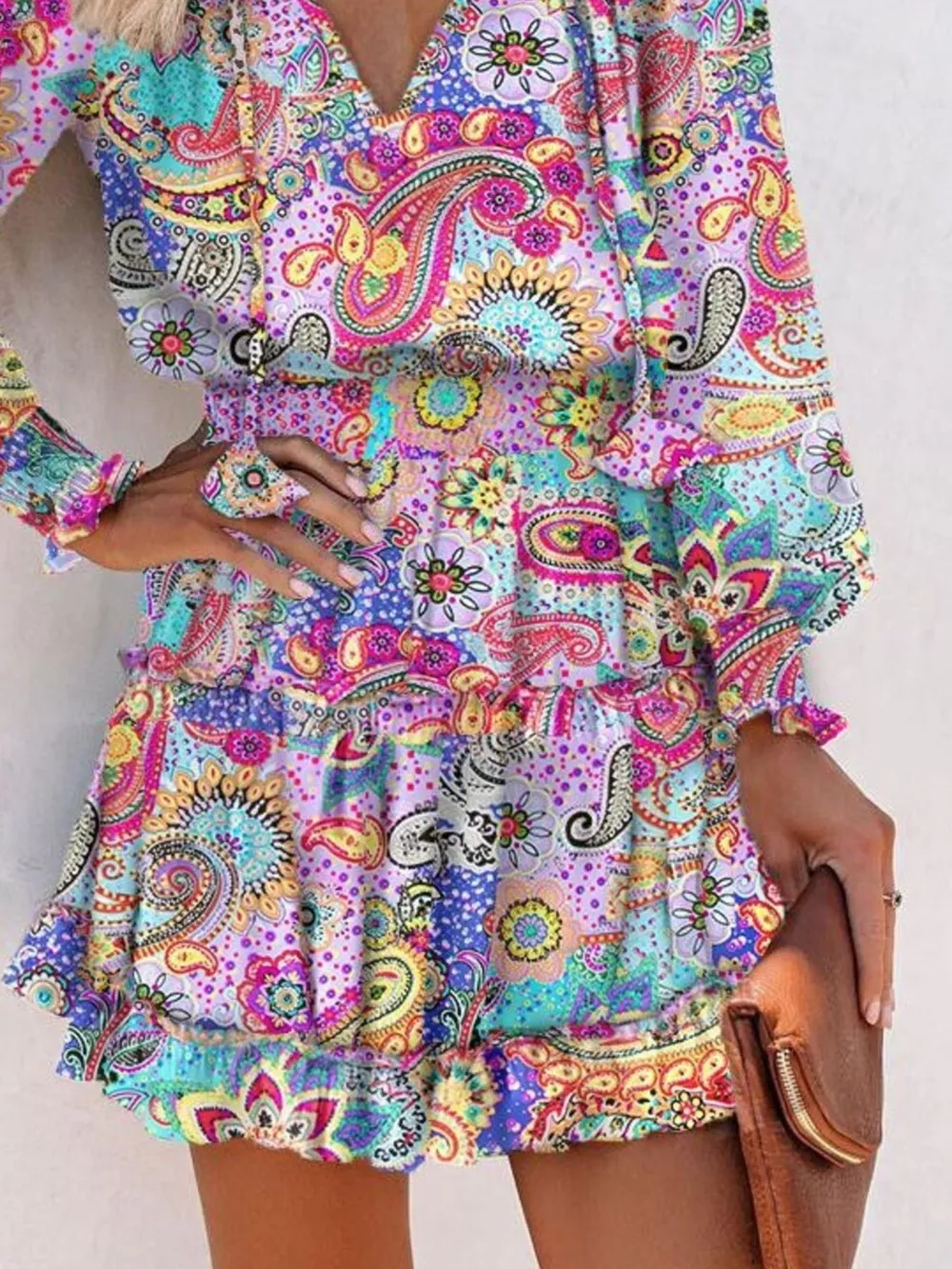 Tie Neck Lantern Sleeve Dress, image 9