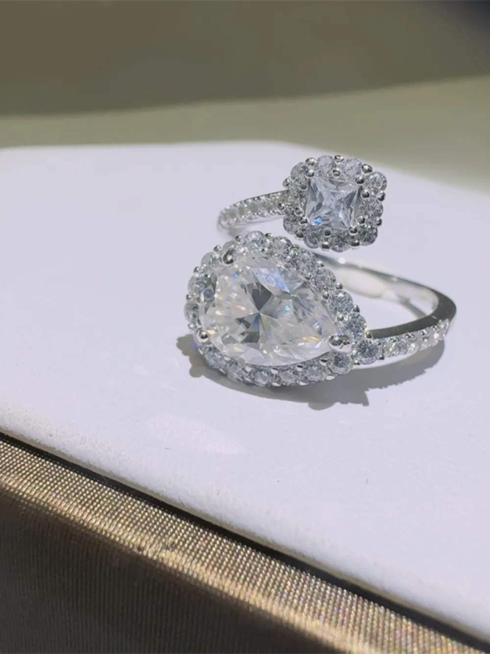 2 Carat Moissanite 925 Sterling Silver Bypass Ring, image 9