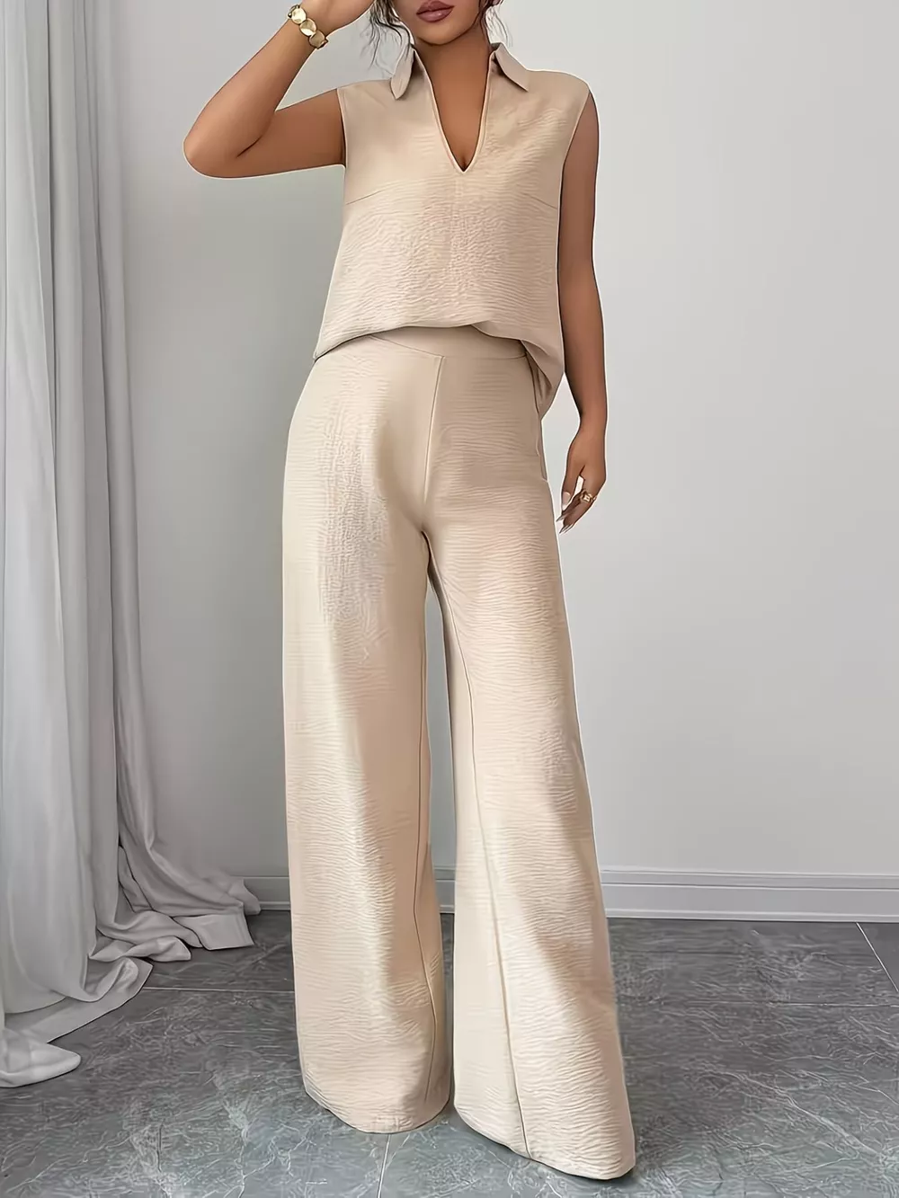 Sleeveless Top and Wide Leg Pants Set, image 16