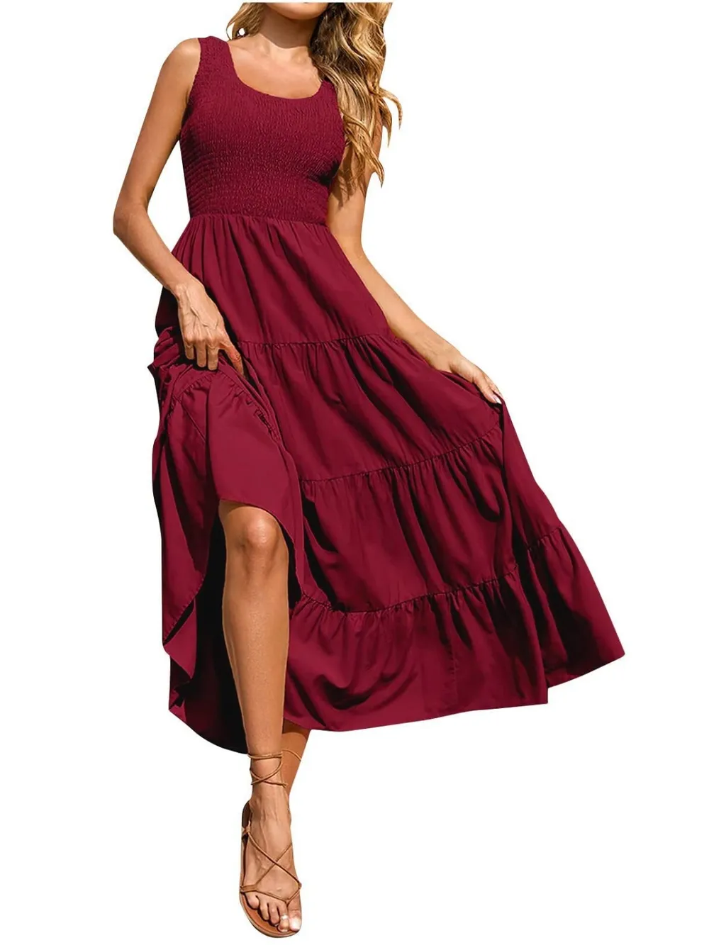 Tiered Smocked Wide Strap Dress, image 27