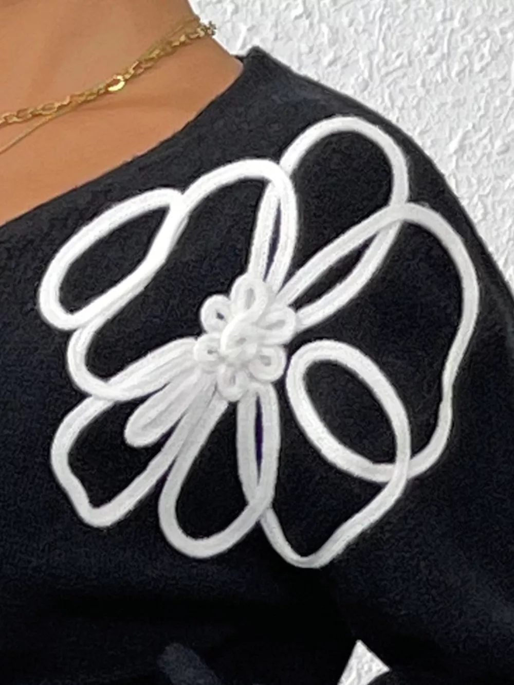 Flower V-Neck Long Sleeve Sweater, image 3