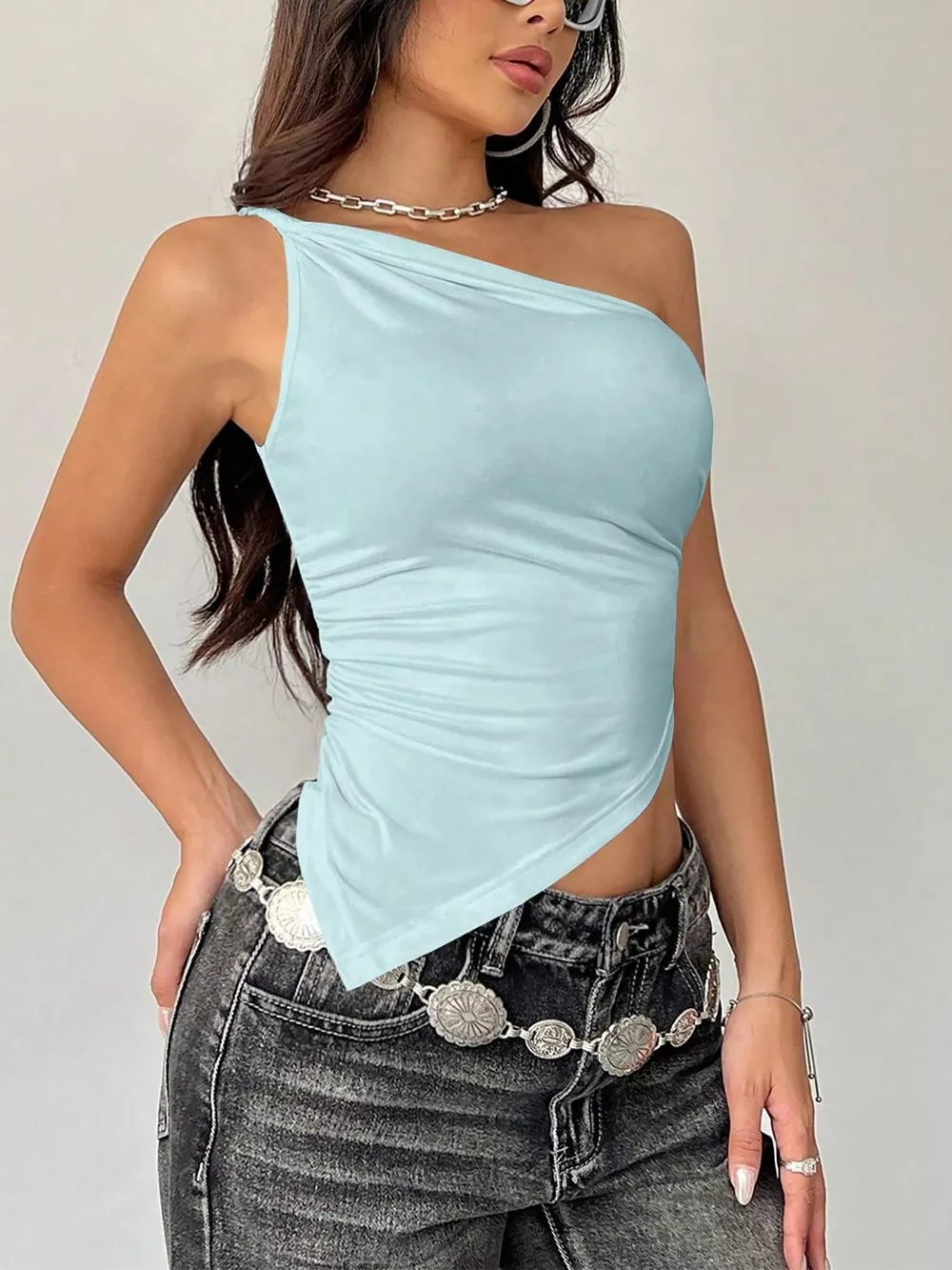 Asymmetrical One-Shoulder Slim Fit Cami, image 6