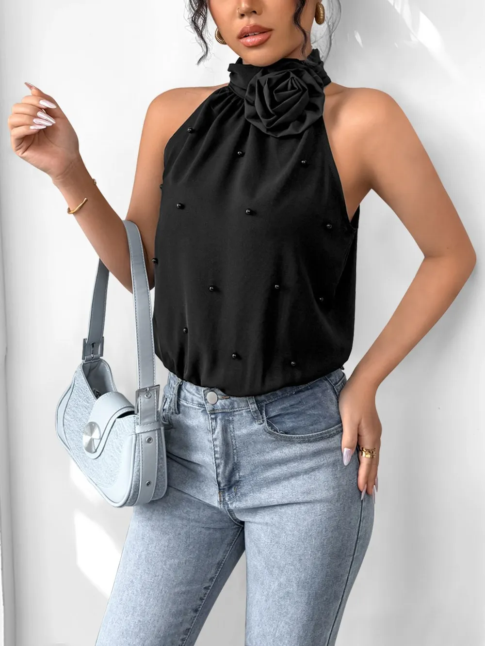 3D Flower Grecian Neck Bodysuit, image 7