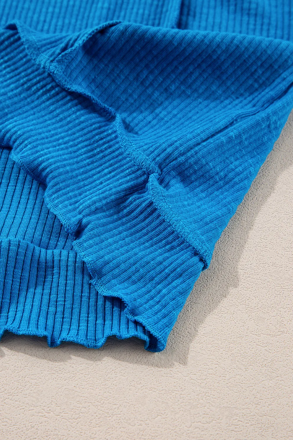 Exposed Seam Notched Long Sleeve Blouse, image 5