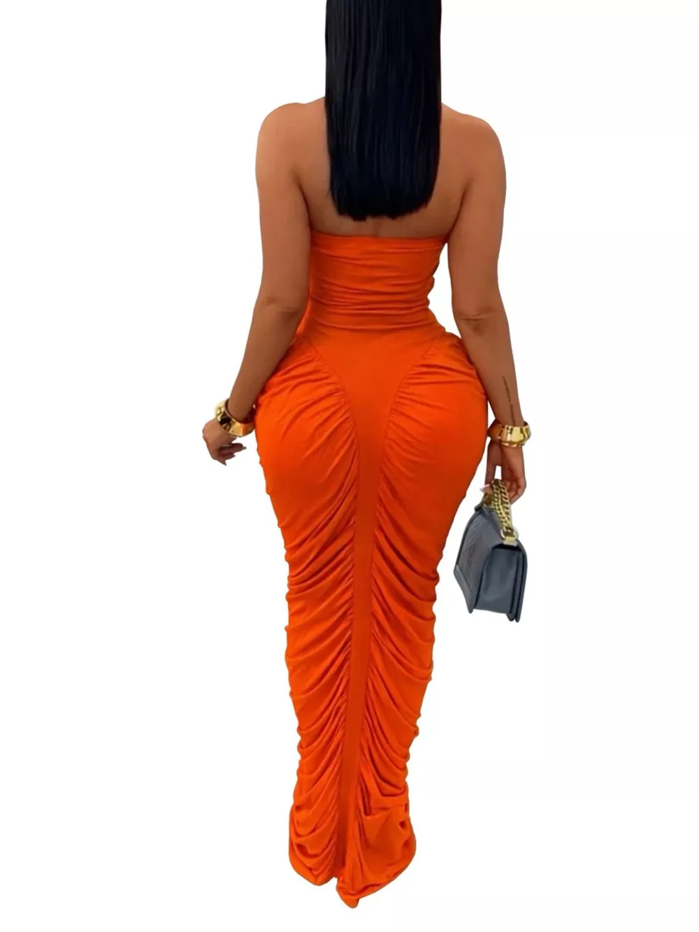 Strapless Ruched Bodycon Maxi Dress, image 8