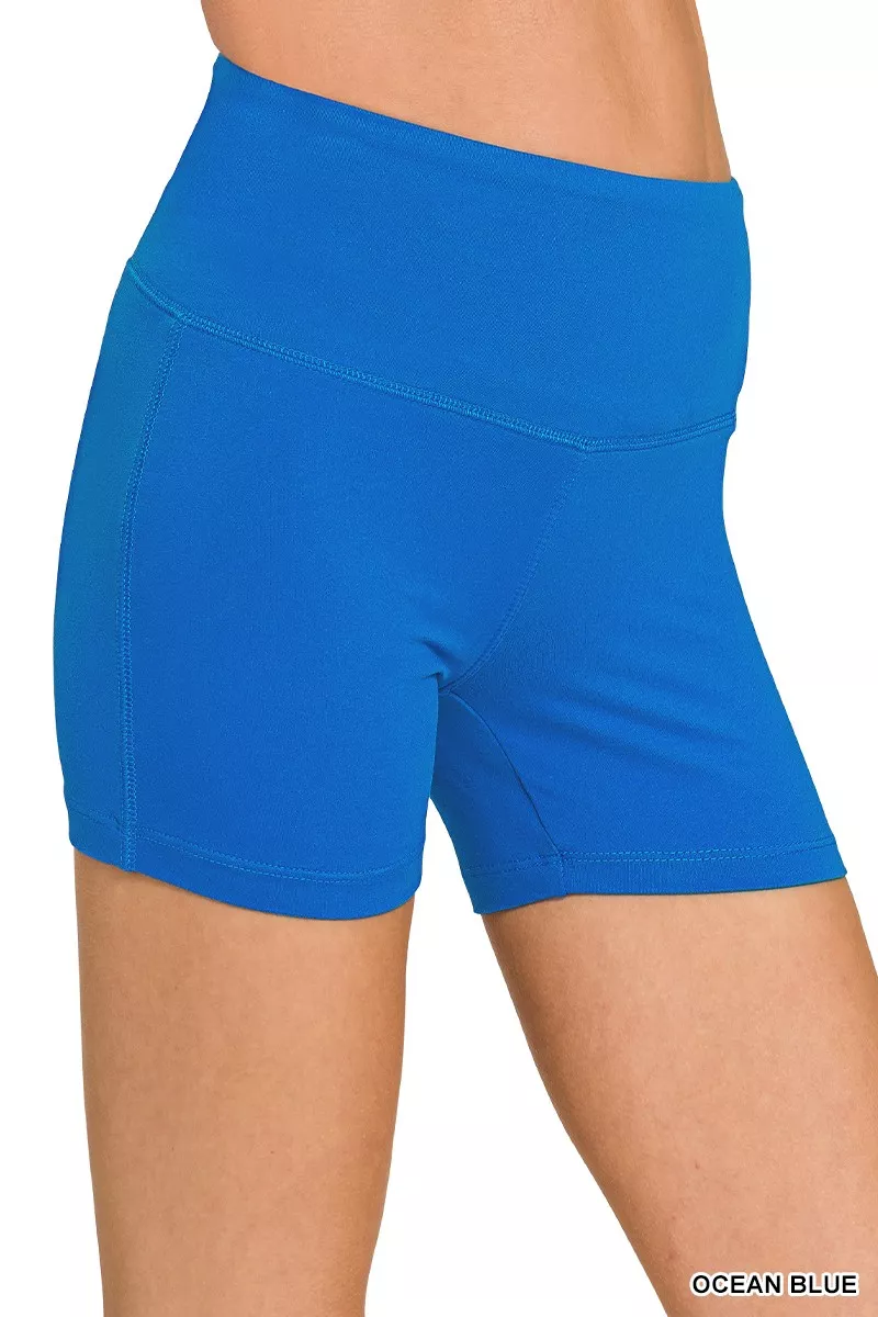 Brushed Microfiber Wide Waistband Biker Shorts, image 2