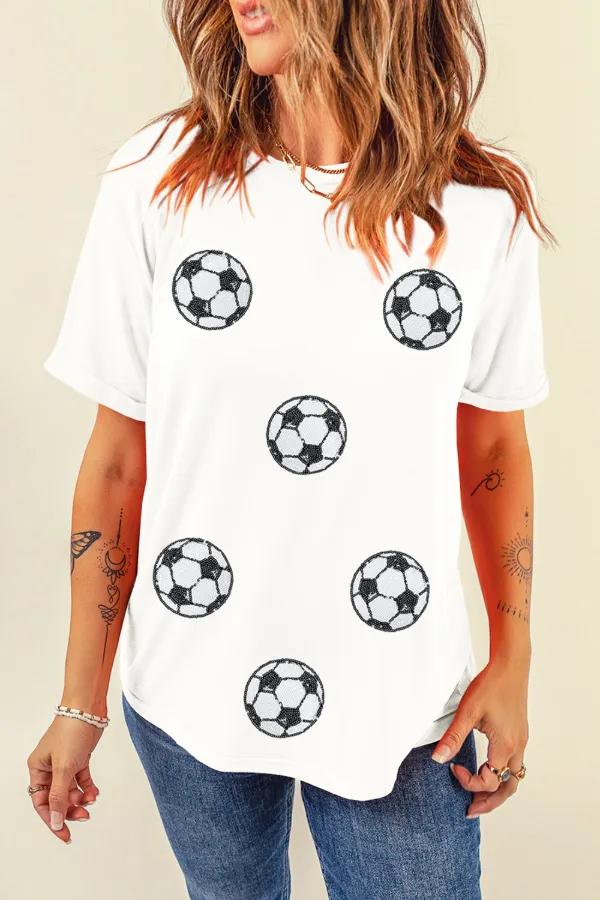 Football Round Neck Short Sleeve T Shirt, image 10