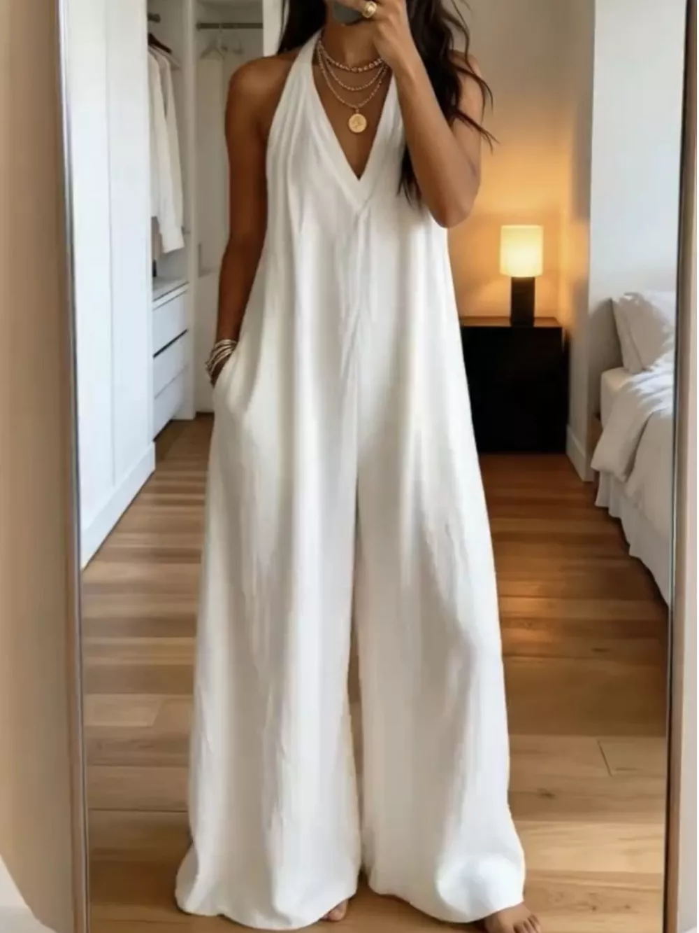 Full Size Halter Neck Wide-Leg Jumpsuit Plus Size, image 3