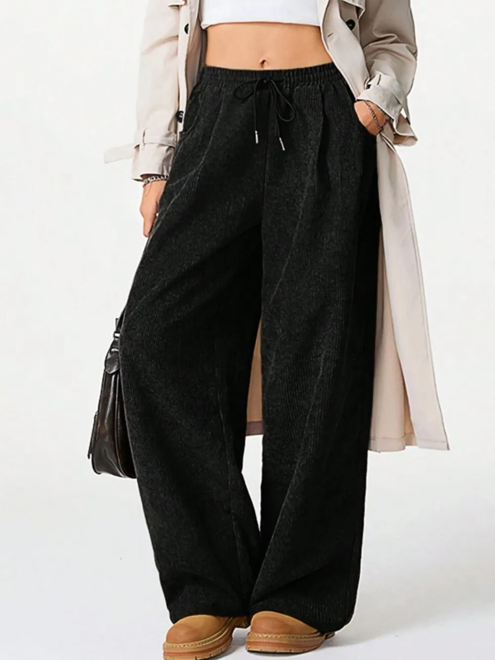 Drawstring Wide Leg Pants, image 2