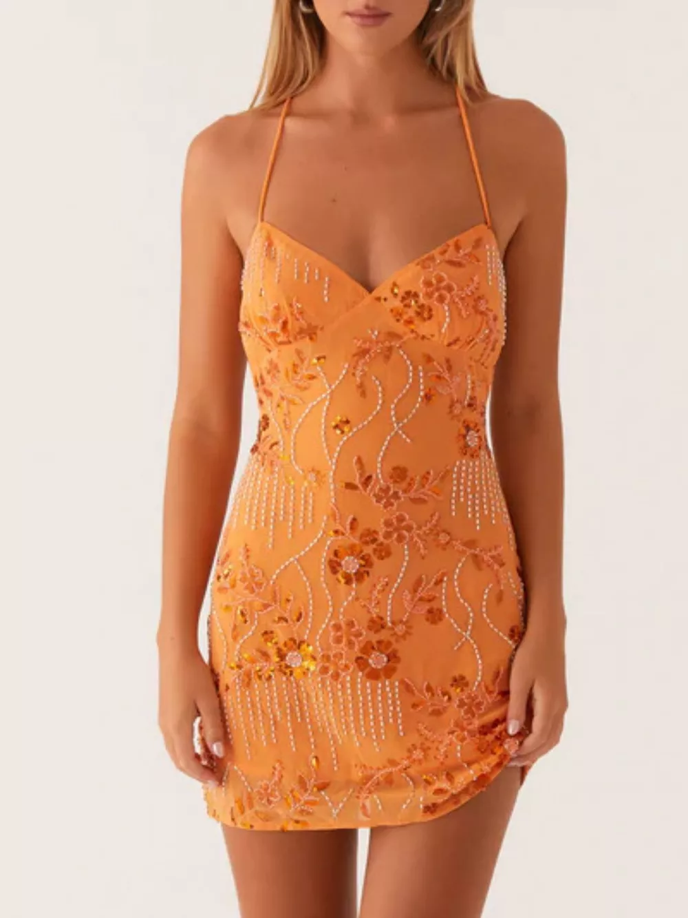 Beaded Floral Mini Dress, image 20
