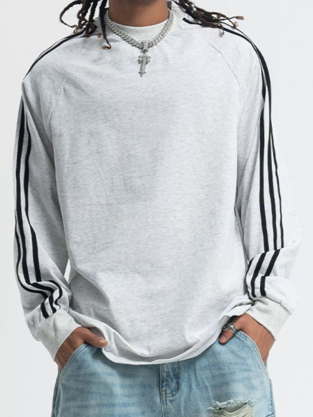 Men's Striped Round Neck Long Sleeve T-Shirt, image 5