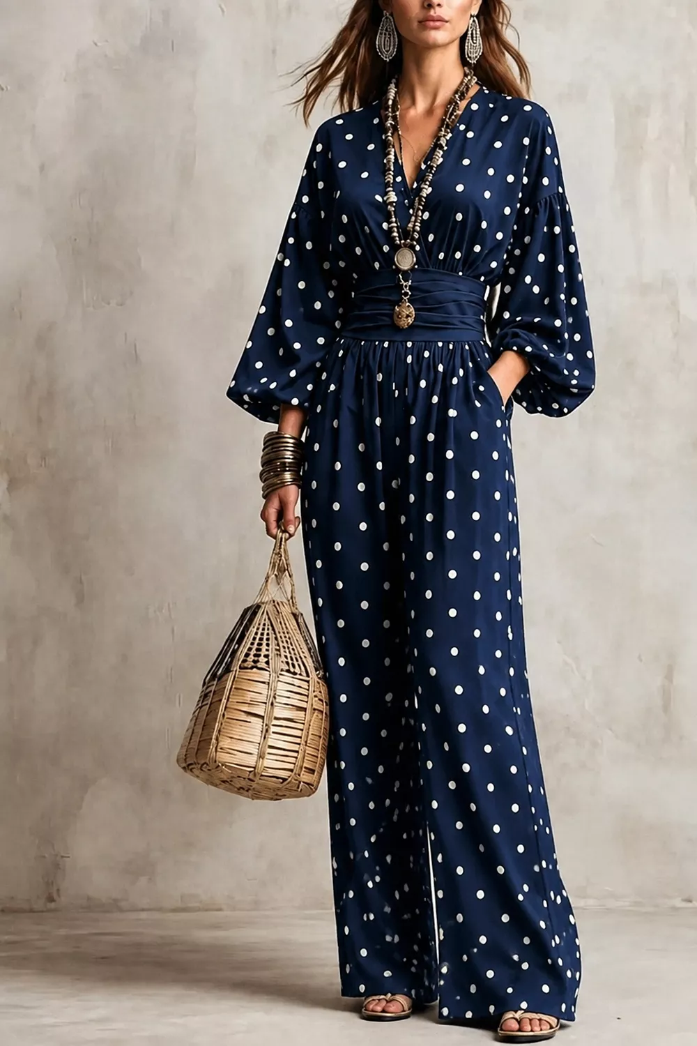 Polka Dot Wide-Leg Jumpsuit, image 10