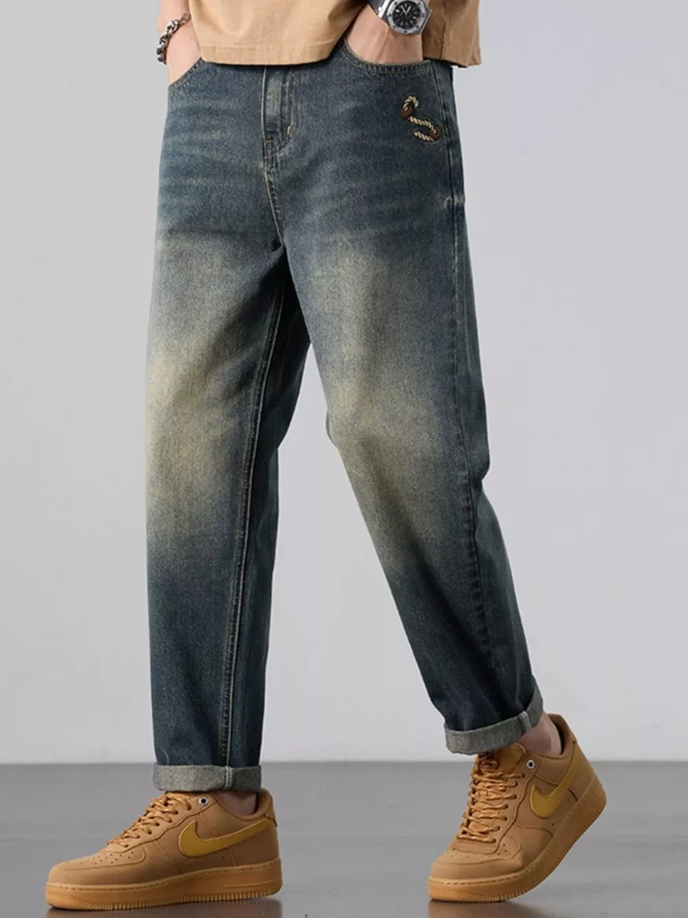 Men's Wash Straight Leg Jeans, image 3