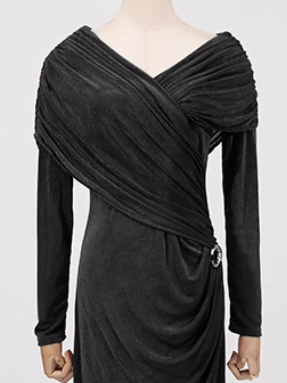 Ruched Draped Long Sleeve Maxi Dress, image 6