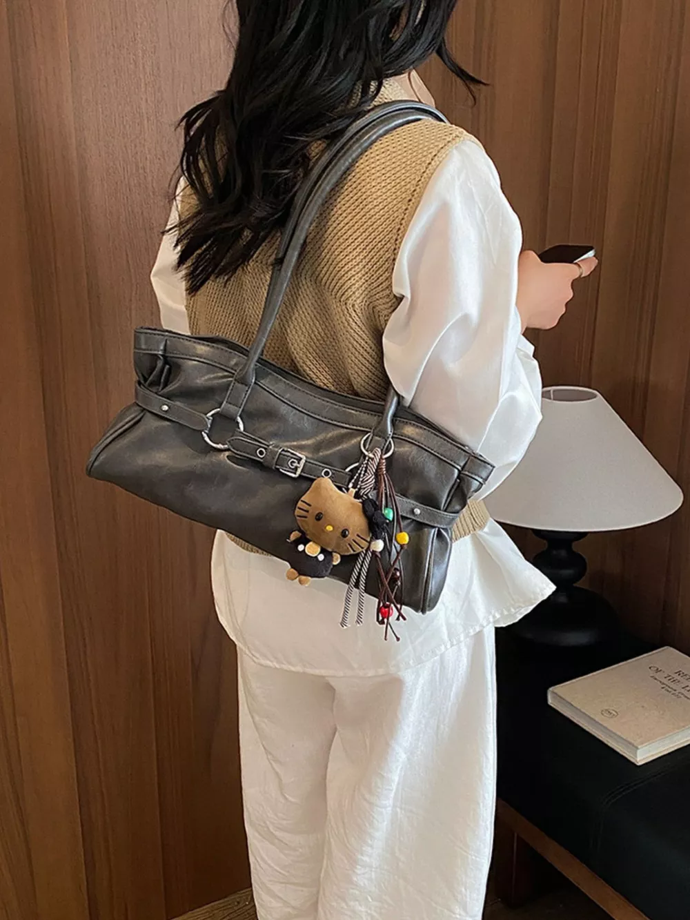 Decorative Buckle Shoulder Bag, image 3