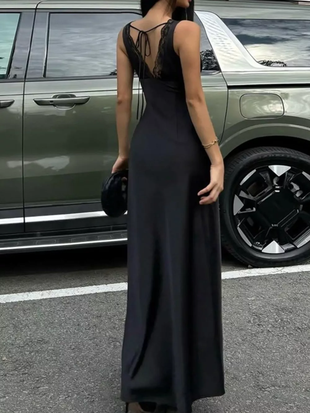 Lace Trim V-Neck Sleeveless Maxi Dress, image 7