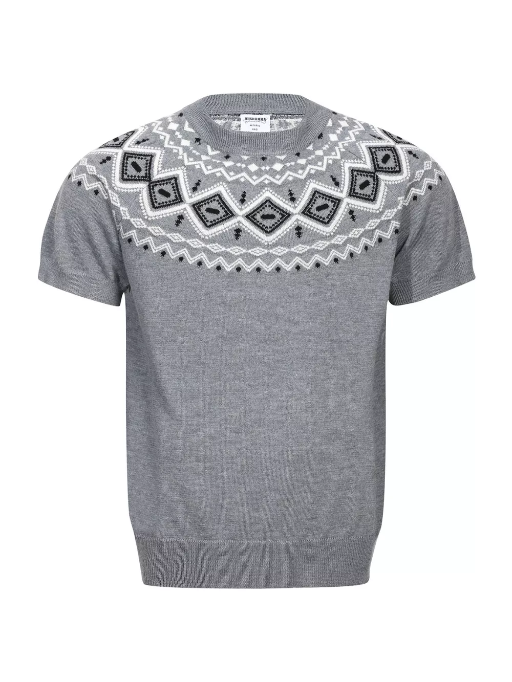 Men's Short Sleeve Fair Isle Pattern Knit Top, image 4