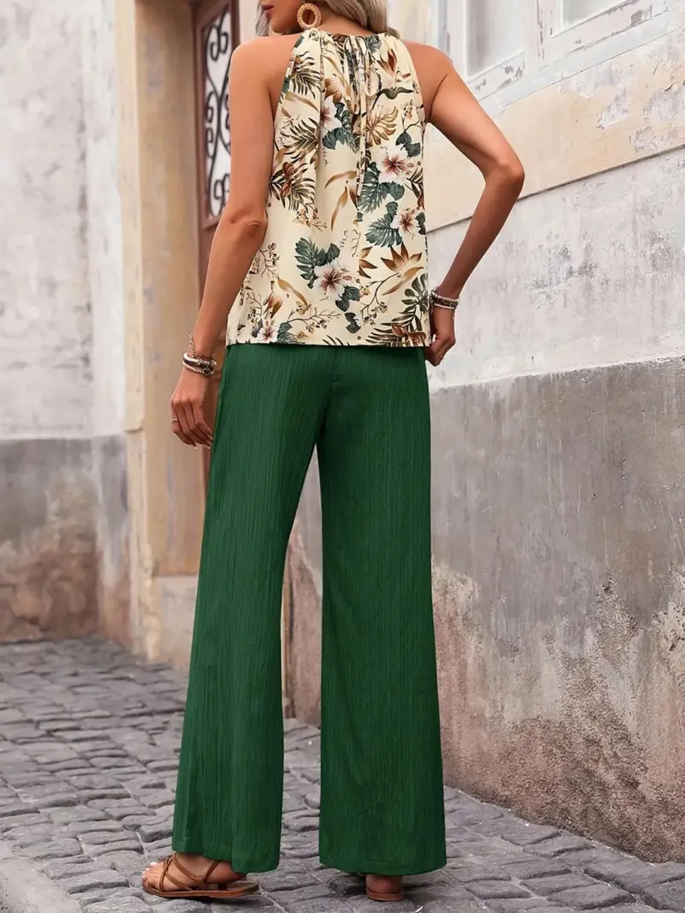 Printed Tank Top and Wide Leg Pants Set, image 30