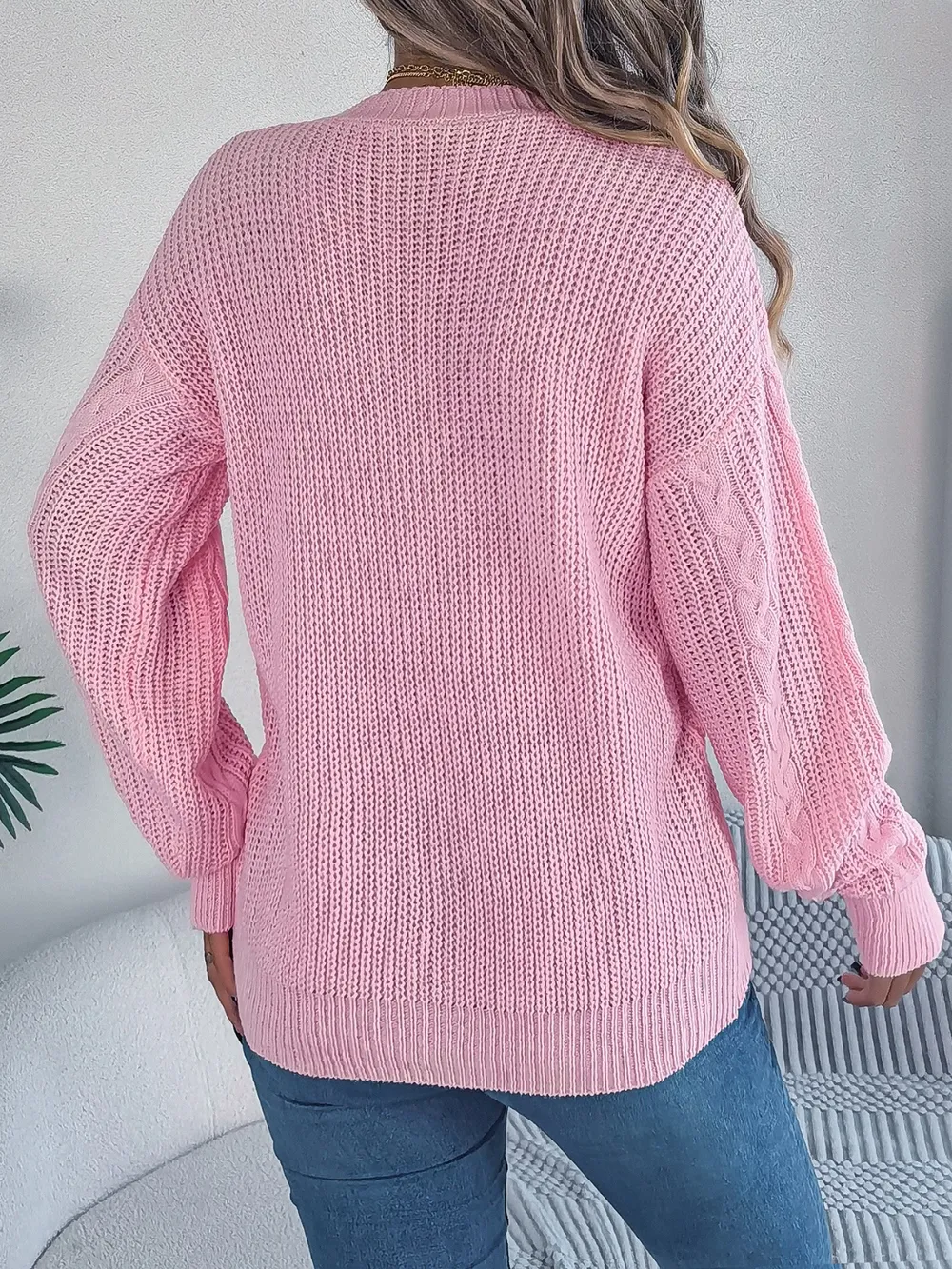 Cable-Knit Long Sleeve Cardigan, image 2