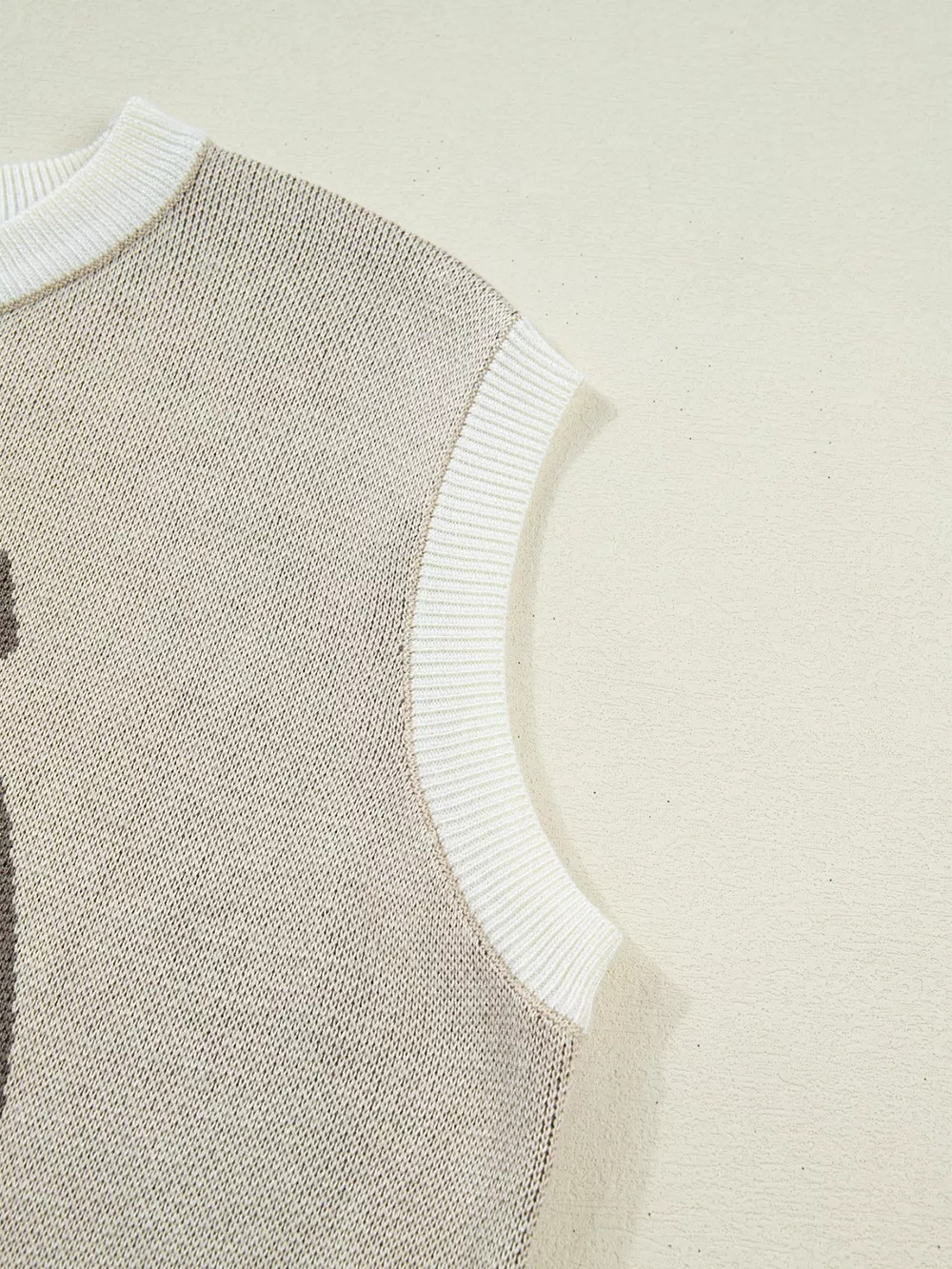 Horse Shoe Print Color Block Trim Round Neck Sleeveless Sweater, image 9