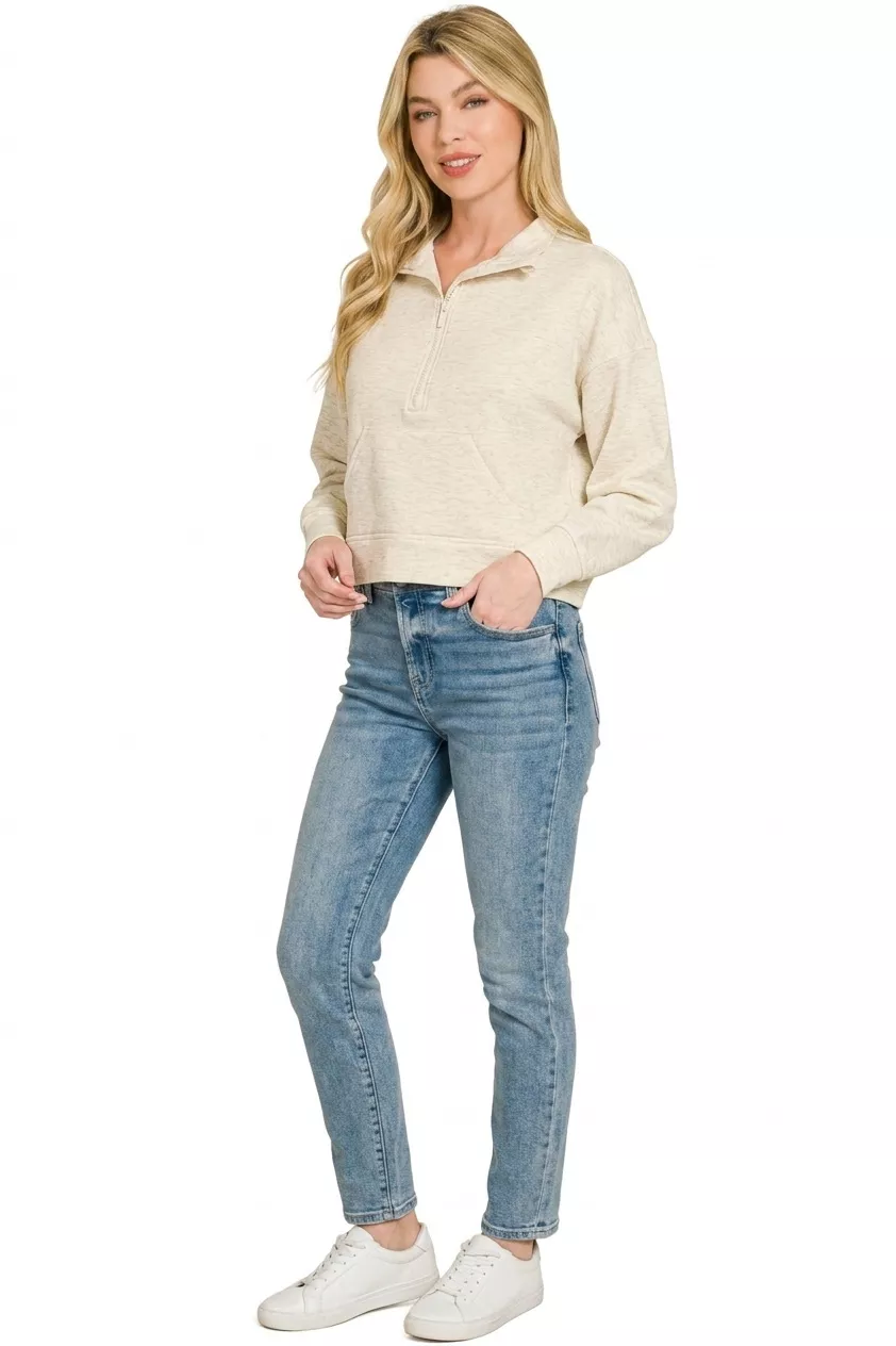 Scuba Half Zip Pullover With Kangaroo Pockets, image 3