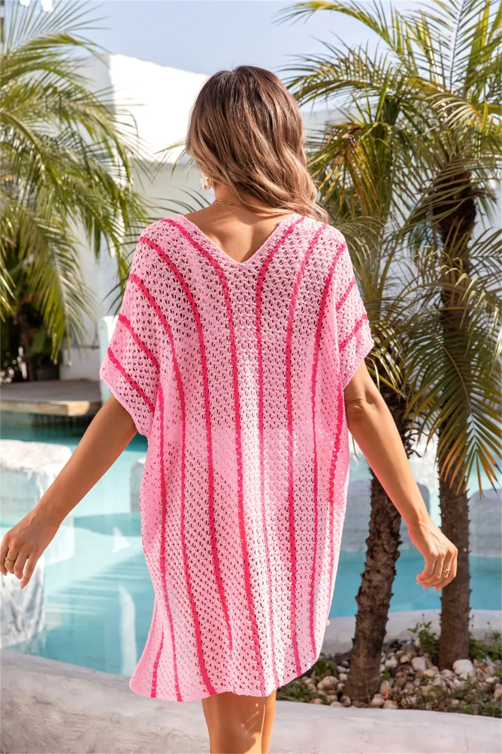 Openwork V-Neck Short Sleeve Cover Up, image 9