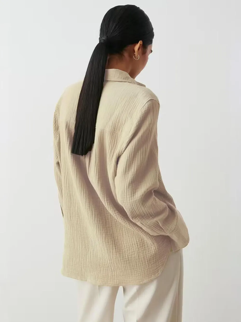 Textured Collared Neck Long Sleeve Shirt, image 32