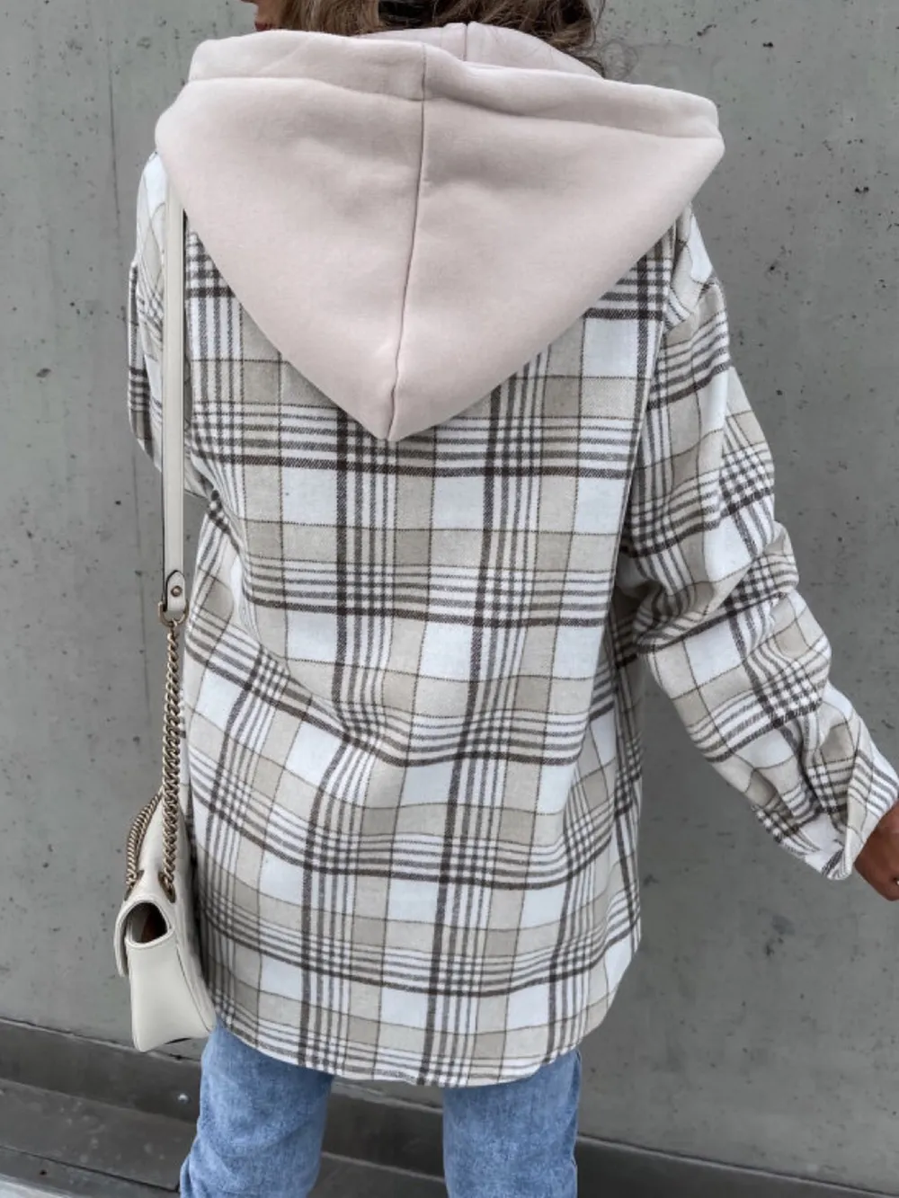 Plaid Button Up Jacket with Removable Hood, image 7