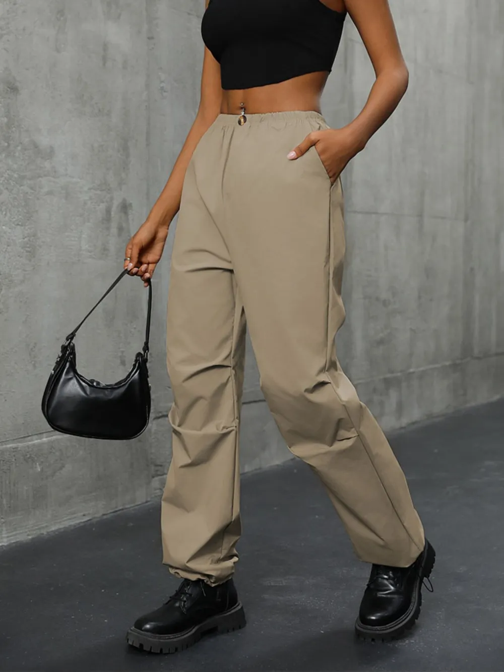 Pocketed Elastic Waist Pants, image 6