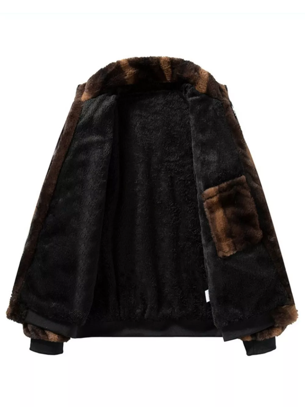 Men's Warm Faux Fur Zip Up Jacket, image 3