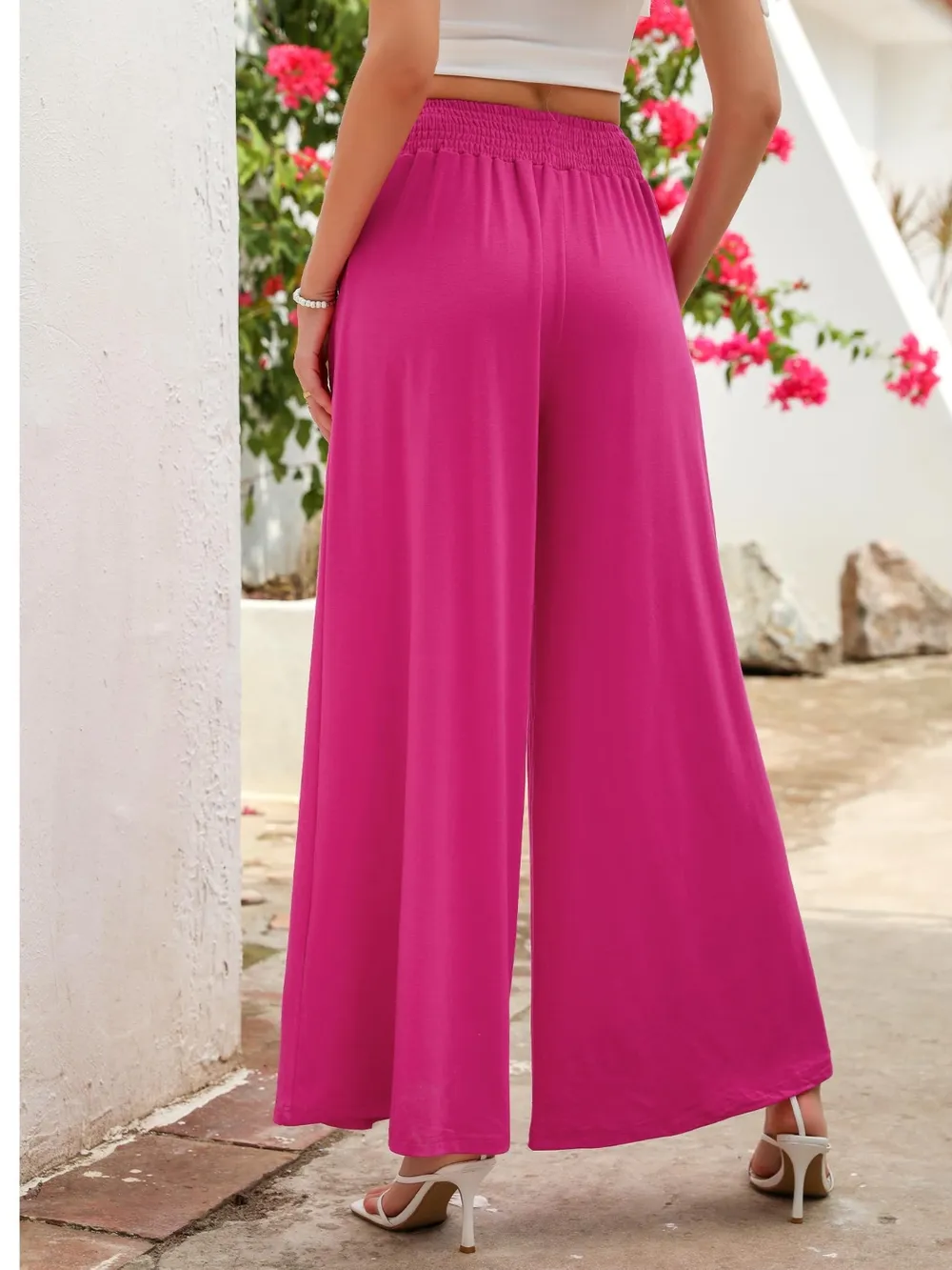 Pocketed Elastic Waist Wide Leg Pants, image 6