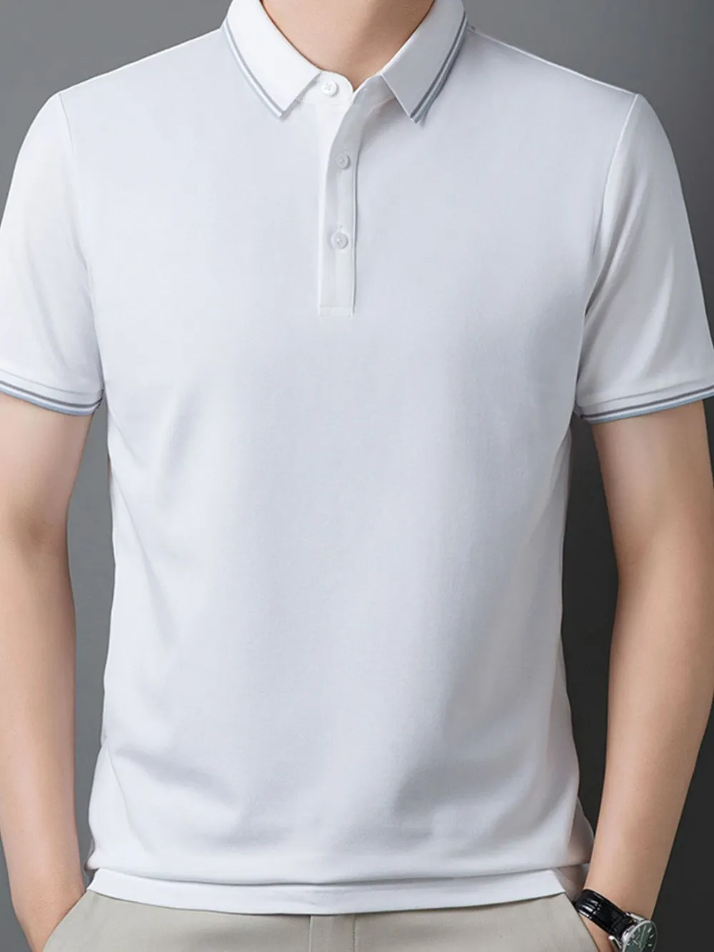 Men's Plus Size Button Detail Short Sleeve Polo, image 5