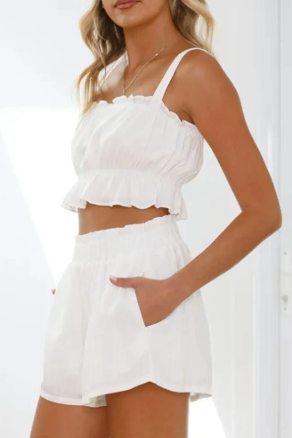 Ruffled Square Neck Cami and Shorts Set, image 26