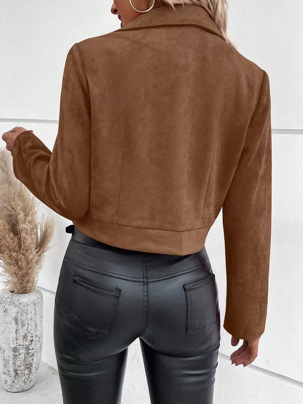 Suede Moto Jacket with Zip Detail, image 4