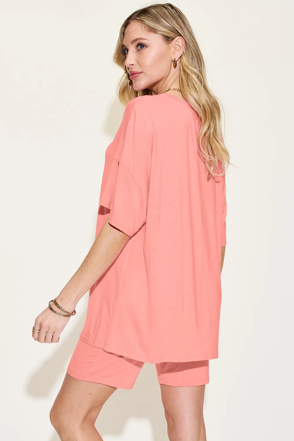 Bamboo Full Size V-Neck Drop Shoulder T-Shirt and Shorts Set, image 31