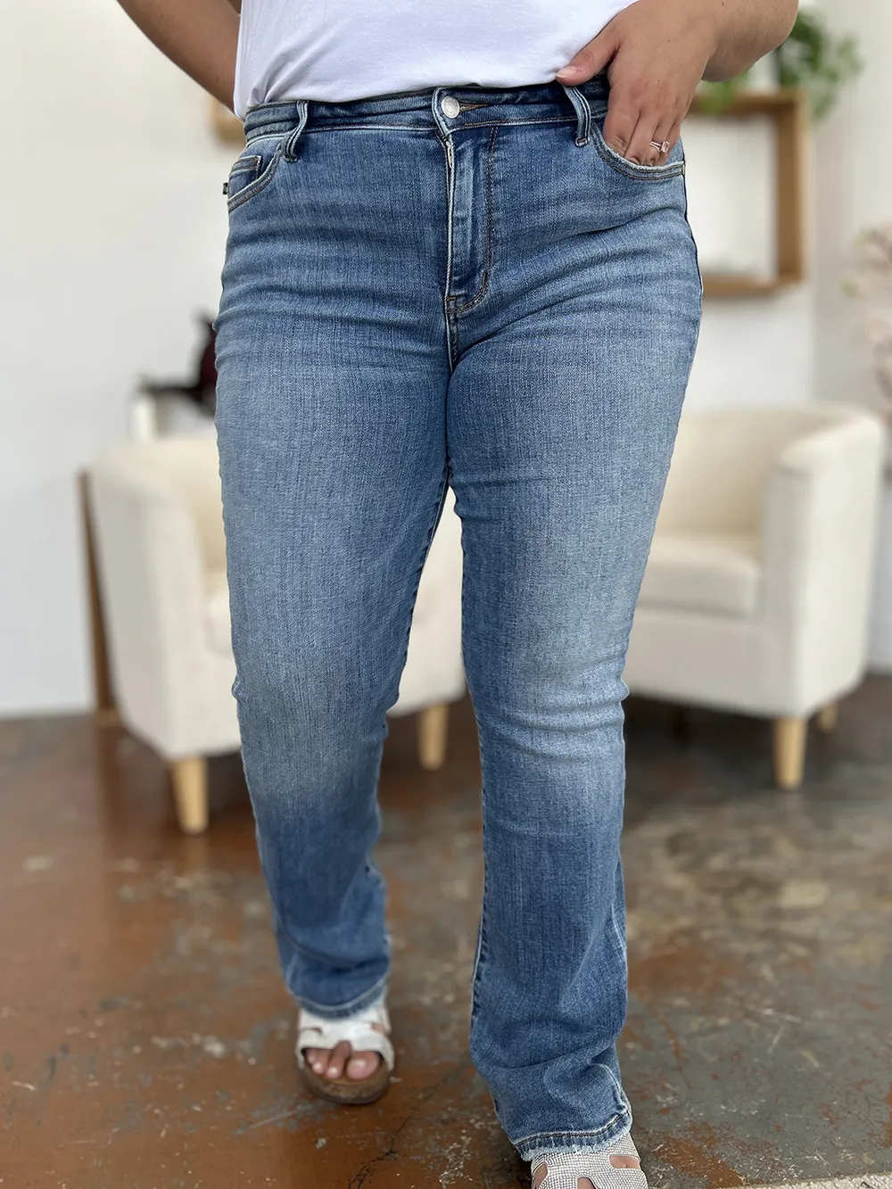 Full Size Mid-Rise Waist Straight Jeans, image 14