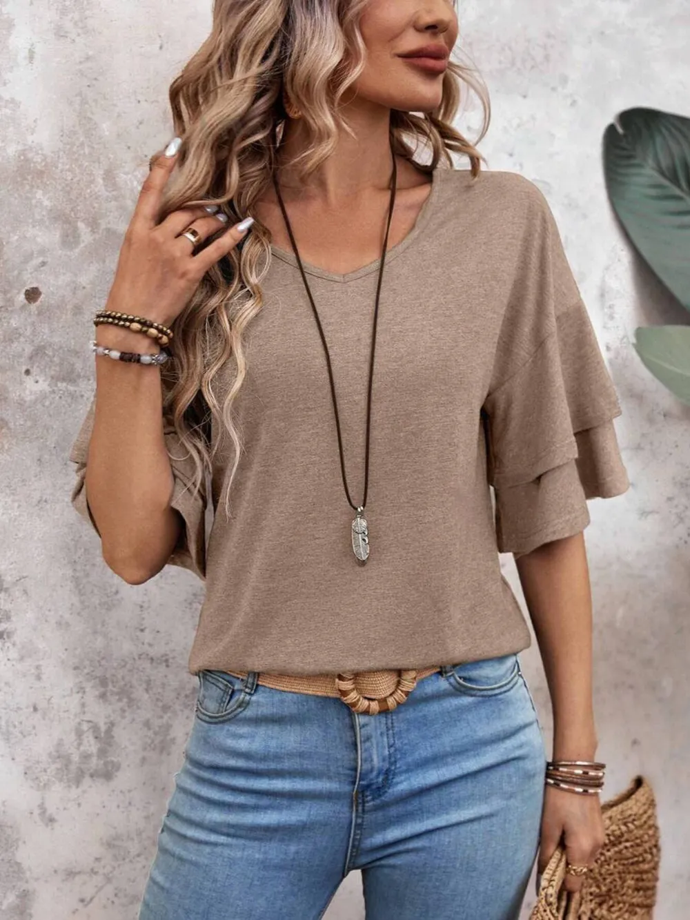 V-Neck Half Sleeve Blouse, image 22